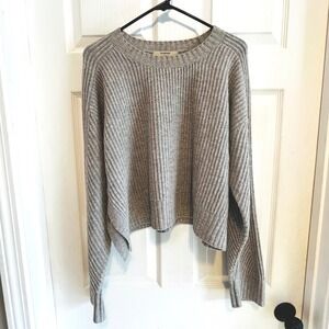 PHARAOH Knit Sweater Grey Wool Cashmere Blend Cropped Pullover Quiet Luxury M